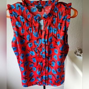 NWT Ann Taylor Poppy Print Shell
